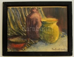 Perlrott Jelzéssel: Asztali Csendélet. Akvarell, Papír, üvegezett Keretben, 30×38 Cm - Sonstige & Ohne Zuordnung
