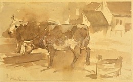 Szalai Jelzéssel: Tehénkék, Akvarell, Papír, üvegezett Fa Keretben, 11,5×18,5 Cm - Other & Unclassified