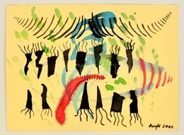 Szeift Béla (1944-2012): Üde Fogsor. Akvarell, Papír, Jelzett, 35x25 Cm - Sonstige & Ohne Zuordnung