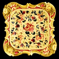 Antik Historizáló Tál, Kézzel Festett Porcelánfajansz, Jelzett ( 'AC' és Formaszám:1543), Restaurált, 29×29,5 Cm - Sonstige & Ohne Zuordnung