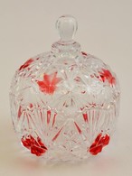 Festett üveg Bonbonier, Formába öntött, Jelzés Nélkül, Hibátlan, M: 13,5 Cm - Glass & Crystal