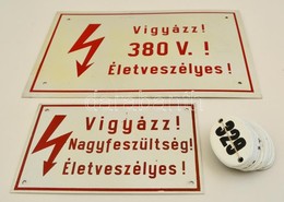 2 Db 'Vigyázz! Életveszélyes!' Feliratú Alumíniumtábla + Szekrénysorszámok (329-344-ig) - Sonstige & Ohne Zuordnung