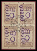 1946 Kiskunfélegyháza R.T.V 198 Sz. Okirati Illetékbélyeg Négyestömbben (7.500) - Non Classificati