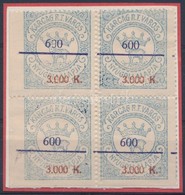 1925 Karcag R.T.V. Okirati 53 Sz. Illetékbélyeg ívsarki Négyestömbben (5.100) - Non Classificati