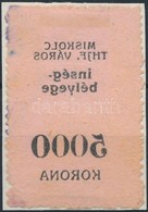 1923 Miskolc Városi Ínség Bélyeg 5.000K Gépszínátnyomattal (8.000) - Non Classificati