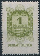 1946 1 Millió P Illetékbélyeg, Ritka! (80.000++) / Fiscal Stamp, Rare! - Ohne Zuordnung