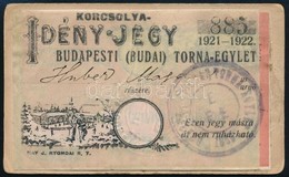 1921 Budapesti (Budai) Torna Egylet Korcsolya Idényjegy , Fényképpel, 11x6,5 Cm - Unclassified