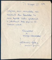 1971 Ferencsik János (1907-1984) Karmester Saját Kézzel írt Sorai - Sonstige & Ohne Zuordnung