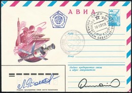 Leonyid Popov (1945- ) Szovjet és Dumitru Prunariu (1952- ) Román űrhajósok Aláírásai Emlékborítékon /

Signatures Of Le - Altri & Non Classificati