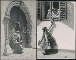 Balogh Rudolf (1879-1944): Falusi életképek, 2 Db  Jelzetlen Fotó, 17x10,5 Cm - Sonstige & Ohne Zuordnung