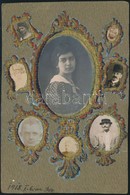 1918 Krúdy Gyuláné, Rózsa Zsuzsanna Fiatalkori Arcképe Egy Kézzel Készített Tablón, 17x11 Cm - Sonstige & Ohne Zuordnung
