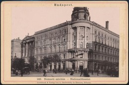 Cca 1900 Budapest, Nemzeti Színház, Villamos, Fénynyomat, L. Rachwalsky, Kartonra Kasírozva, 9x13,5 Cm - Sonstige & Ohne Zuordnung