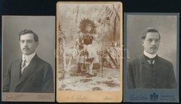 Cca 1900-1914 3 Db Keményhátú Műtermi Fotó, Különböző Műtermekből, 10x6,5 és 12x8 Cm Közötti Méretekben - Sonstige & Ohne Zuordnung
