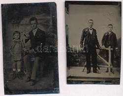 Cca 1910 4 Db Ferrotípia. Vaslemezre Készült Fényképek 6x10 Cm - Sonstige & Ohne Zuordnung