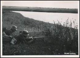 1942 Golyószóró A Dnyeper Partján, Hátoldalon Feliratozott Eredeti Katonai Sajtófotó, 131x8 Cm - Sonstige & Ohne Zuordnung