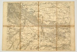 Cca 1880 Bécs és Környékének Katonai Térképe, 1:75.000, Vászonra Kasírozva, 39x57 Cm./ Cca 1880 Military Map Of Wien And - Sonstige & Ohne Zuordnung