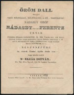 1839 Éliássy (Eliás) István (1801-?): Öröm Dall Mellyet Nagy Méltóságú, Méltóságos, és Főtisztelendő Nádasdy Paulai Fere - Ohne Zuordnung