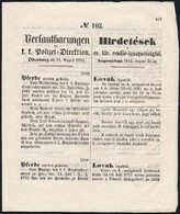 1854 Sopron, Hirdetések Cs. Kir. Rendőr Igazgatóságtól, Benne Különféle Bűncselekmények Leírása, Kétnyelvű, 4 P. - Non Classificati
