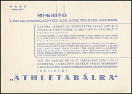 1947 Bp., Meghívó A Magyar Athletikai Szövetség által 50 éves Fennállása Alkalmából Rendezett 'Athleta Bálra' - Ohne Zuordnung