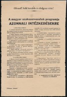 1956 A Magyar Szakszervezetek Programja Azonnali Intézkedésekre, Politikai Röplap, Bp., Athenaeum, 29x20cm - Ohne Zuordnung