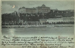 T2/T3 1899 Budapest I. Királyi Vár éjjel, Gőzhajó, Uszályok. Rüger G. és Társa 171. Sz. (EK) - Ohne Zuordnung