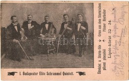 T4 1900 Budapest XIII. Lipót Körút 32-34. Sturm-féle Pilseni Pince. I. Budapester Elite Schrammel Quintet Csoportképe (A - Ohne Zuordnung