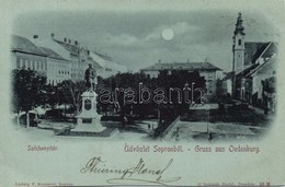 T4 1899 Sopron, Széchenyi Tér, Széchenyi-szobor (levágott / Cut) - Ohne Zuordnung