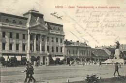 T2 Arad, Tér, Gazdasági Takarékpénztár, Kossuth Szobor, Braun M. Ruha Raktára / Square, Bank, Statue, Shops - Unclassified