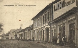 ** T3 Borgóprund, Prundu Bargaului; Fő Utca, Luncan Szálloda, Sajovics Izidor üzlete / Main Street, Hotel, Shop (kis Sza - Unclassified