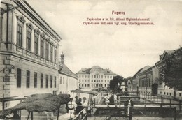 * T2/T3 Fogaras, Fagaras; Zeyk Utca, állami Főgimnázium, Csatorna / Street View With Grammar School, Canal (Rb) - Ohne Zuordnung