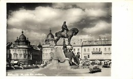 T2 Kolozsvár, Cluj;  Mátyás Király Szobor, Olasz Kereskedelmi Bank,  / Statue, Automobile, Bank - Ohne Zuordnung