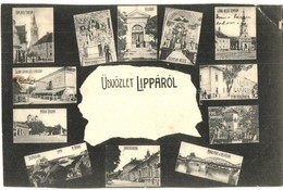 T4 Lippa, Lipova; József Főherceg Szálloda, Fő Erdőhivatal / Hotel. Forestry Office. Montage Postcard (vágott / Cut) - Ohne Zuordnung