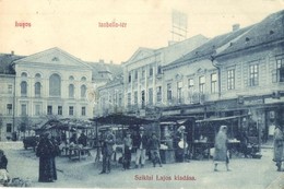 T2/T3 Lugos, Lugoj; Izabella Tér, Piac árusokkal, Sörcsarnok, üzletek / Market With Vendors, Beer Hall, Shops - Ohne Zuordnung