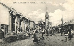 T2 Marosludas, Ludus; Király Utca, Piaci árusok, Mihály Móritz üzlete / Street View With Market Vendors, Shop - Ohne Zuordnung