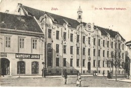 T2/T3 Zilah, Zalau; Református Wesselényi Kollégium, Materny János és Dávidovits M. üzlete / Boarding School, Shops (EK) - Ohne Zuordnung