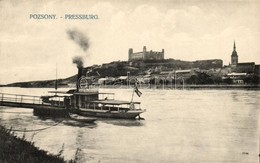 ** T1/T2 Pozsony, Pressburg, Bratislava;  Várhegy, Gőzhajó / Castle, Ships - Ohne Zuordnung