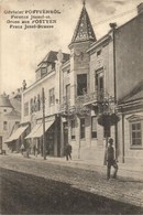 T2/T3 Pöstyén, Pistyan, Piestany; Ferenc József út, üzlet. Gipsz H. Kiadása / Street View, Shop + Vörös Kereszt Hadikórh - Ohne Zuordnung