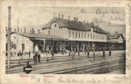 T2/T3 Ruttka, Vrutky; Vasútállomás, Vasutasok. Schulz Ármin Kiadása / Railway Station, Railwaymen (EK) - Ohne Zuordnung