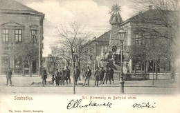 T2/T3 Szabadka, Subotica; Batthyány Utca, Szentháromság Szobor, Grünbaum Mór üzlete, Víg Zsigm. Sándor Kiadása / Street  - Ohne Zuordnung