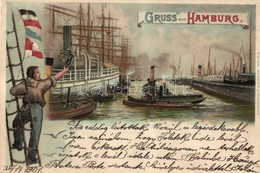 T2 Hamburg, Port View With Mariner. Kunstanstalt J. Miesler - Unclassified