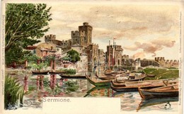 ** T4 Sirmione, Sermione; Castle, Hofkunstanstalt Eckstein & Stähle, Strützel's Künstlerkarte Serie II. No. 59. Litho S: - Unclassified