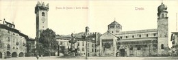 T3 1898 Trento, Trient (Südtirol); Piazza Del Duomo E Torre Grande / Cathedral Square, Tower, Fountain. Panoramacard (fa - Non Classificati