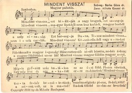 * T2/T3 Mindent Vissza! Magyar Palotás / Hungarian Irredenta Music Sheet, '1938 Komárom Visszatért' So. Stpl (EK) - Non Classificati