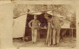 ** T3 WWI Austro-Hungarian Military Camp, Soldiers, Photo (small Tear) - Ohne Zuordnung