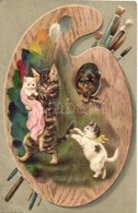 * T3 Cats, Painters Palette. Emb. Litho  (Rb) - Unclassified
