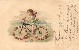 * T2/T3 Angel On Bicycle, Greeting Card, Litho (EK) - Non Classificati