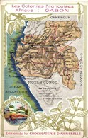 ** T2/T3 Les Colonies Francaises Afrique: Gabon Map; Chocolaterie D'Aiguebelle, Libreville, Art Nouveau Litho (non PC) ( - Non Classificati