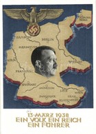 * T2 1938 Ein Volk, Ein Reich, Ein Führer! / Adolf Hitler, NS Propaganda, Map Of Germany, So. Stpl. - Ohne Zuordnung