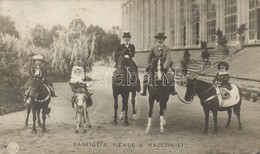 T2 Victor Emmanuel III Of Italy, Elena Of Montenegro With Their Children On Horses And Donkey - Non Classificati