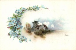 ** T2/T3 Farm Buildings, Litho, Emb., Floral, Small Size (11,4 Cm X 7,7 Cm) (EK) - Ohne Zuordnung